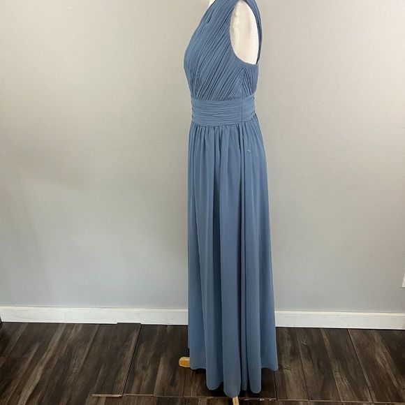 NWOT LEVKOFF Blue One Shoulder Maxi Gown (6) - Picture 4 of 8